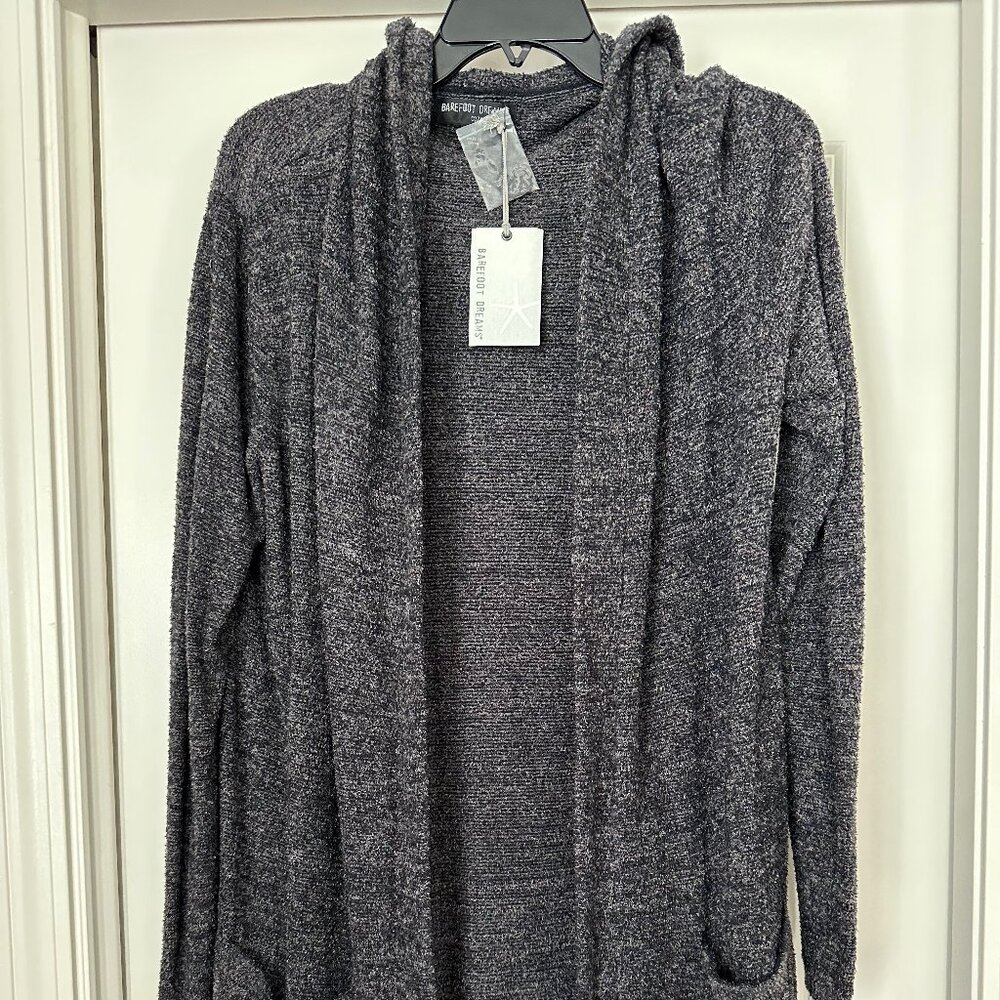 NWT Barefoot Dreams Cardigan CozyChic Lite Black Graphite Medium